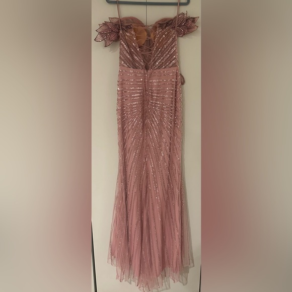 SHEIN Size M Light Pink Butterfly High Slit Off-Shoulder Mermaid Maxi Dress - Picture 10 of 12